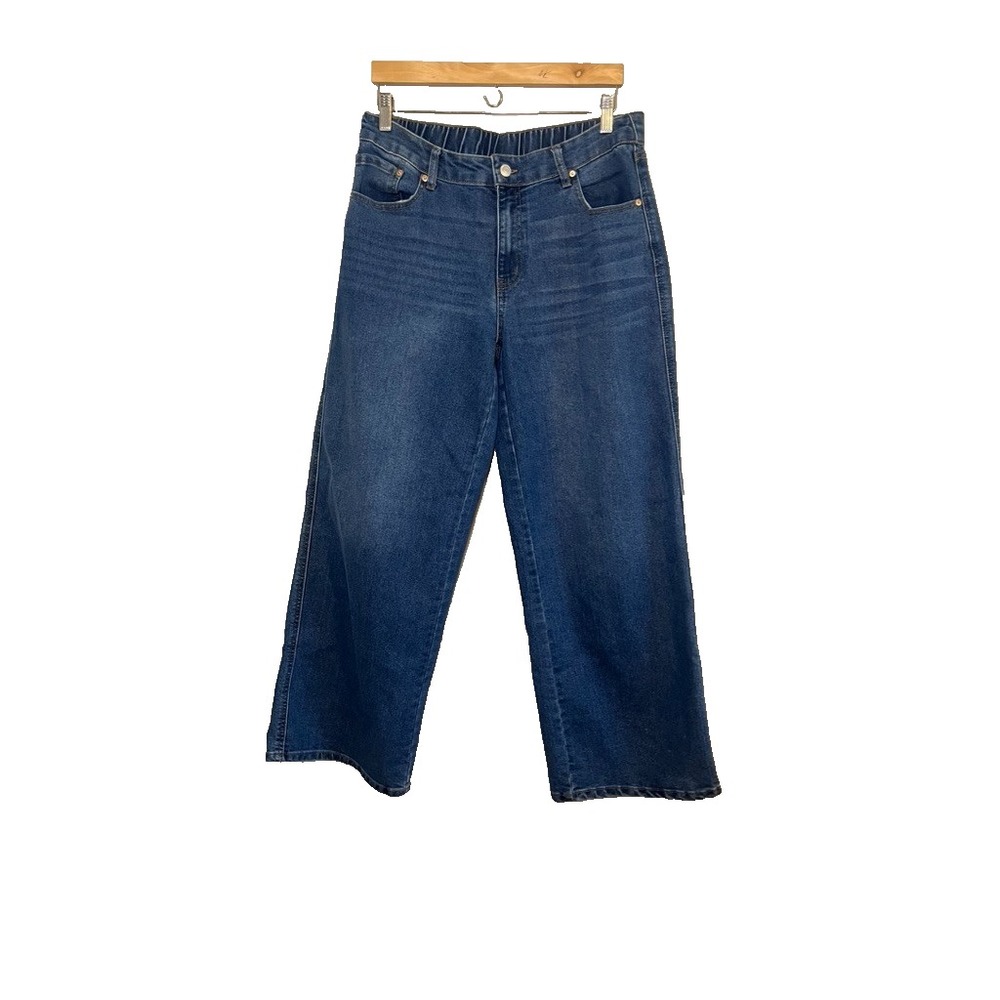High Rise Baggy Wide Leg Denim Jeans M Western Classic Retro Neutral Festival